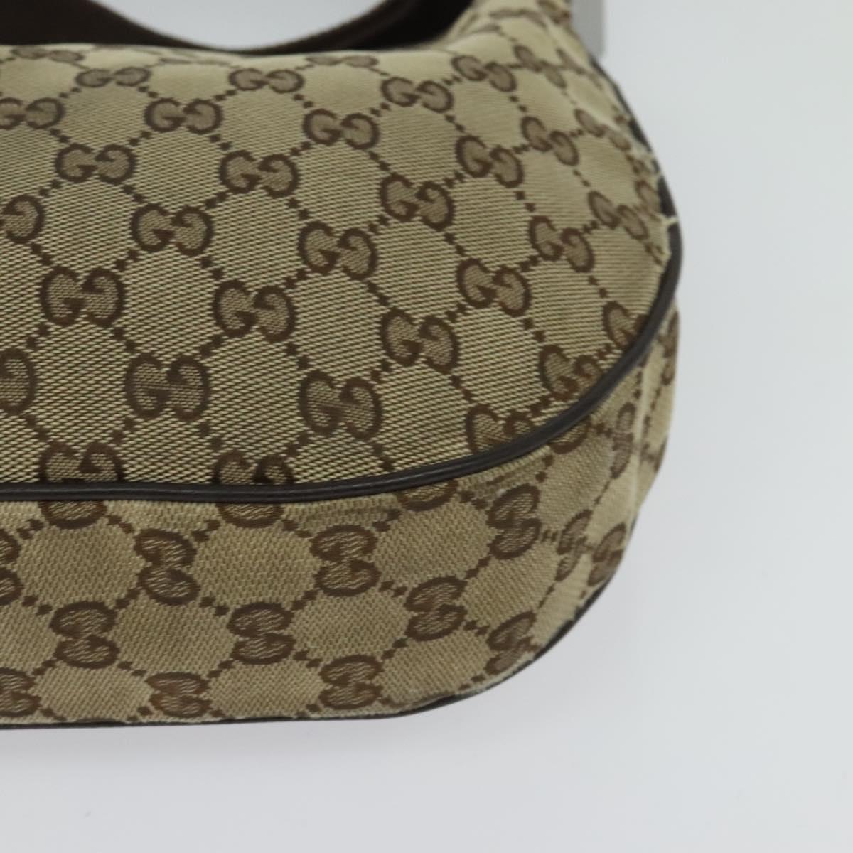 GUCCI GG Canvas Shoulder Bag Beige Silver 122790 Auth ti3091
