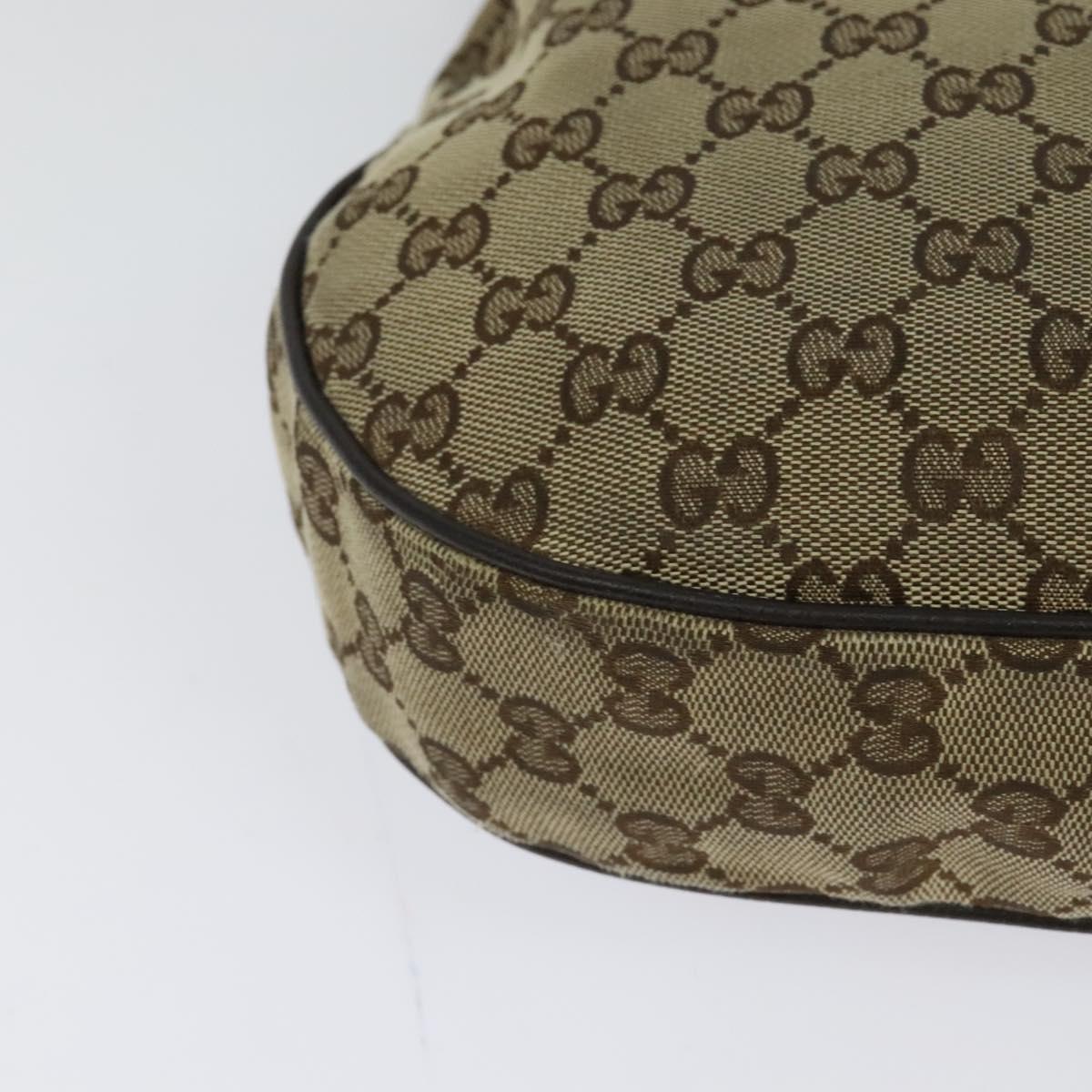 GUCCI GG Canvas Shoulder Bag Beige Silver 122790 Auth ti3091