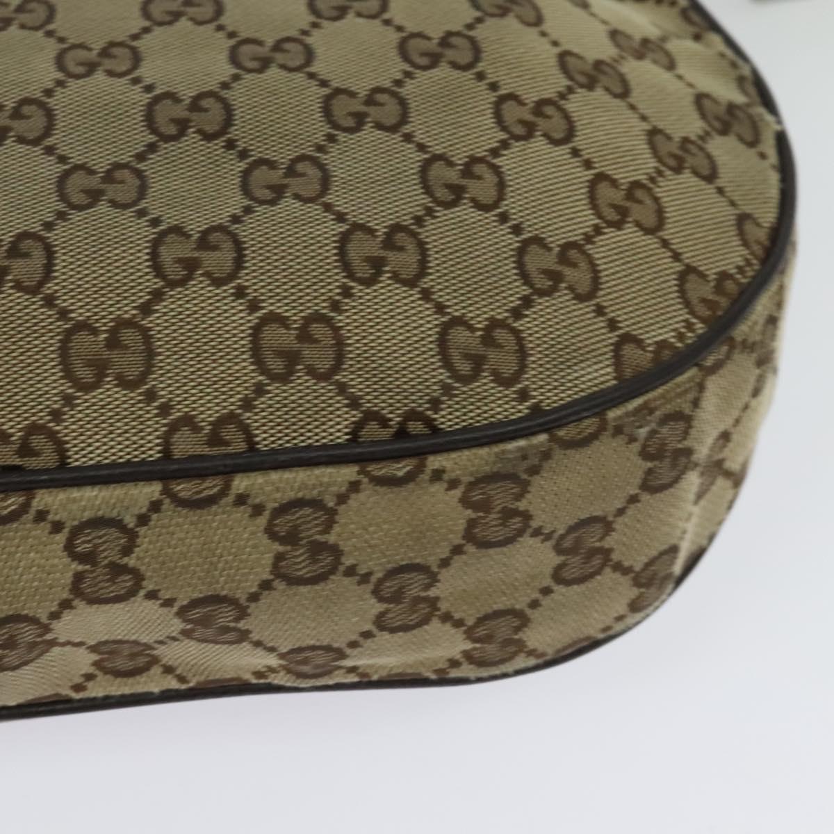 GUCCI GG Canvas Shoulder Bag Beige Silver 122790 Auth ti3091