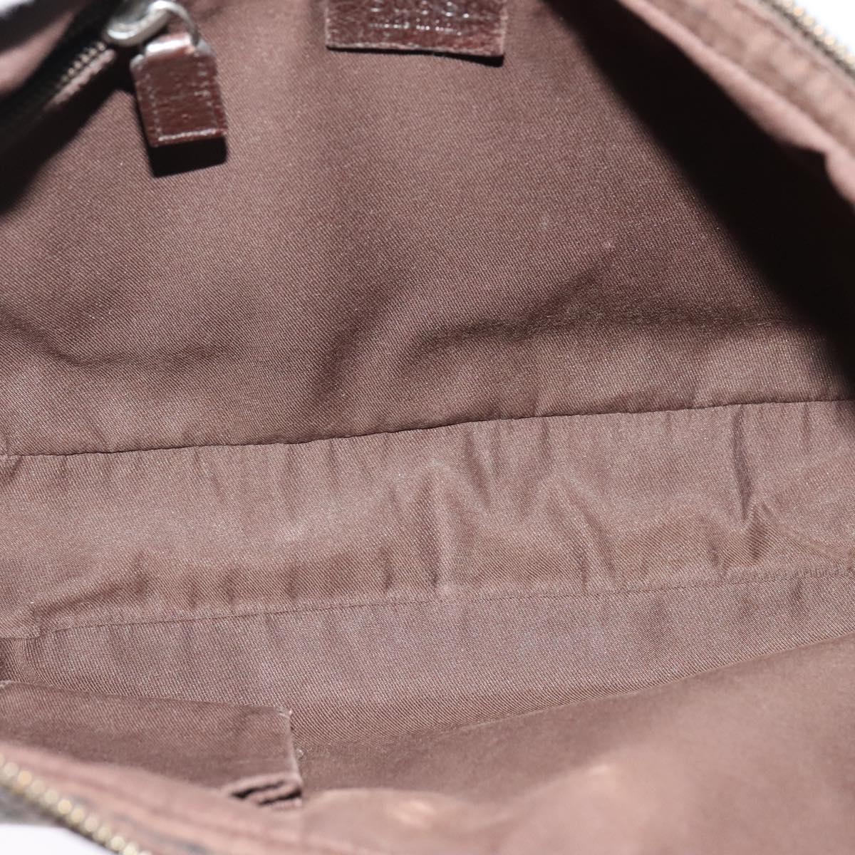 GUCCI GG Canvas Shoulder Bag Beige Silver 122790 Auth ti3091
