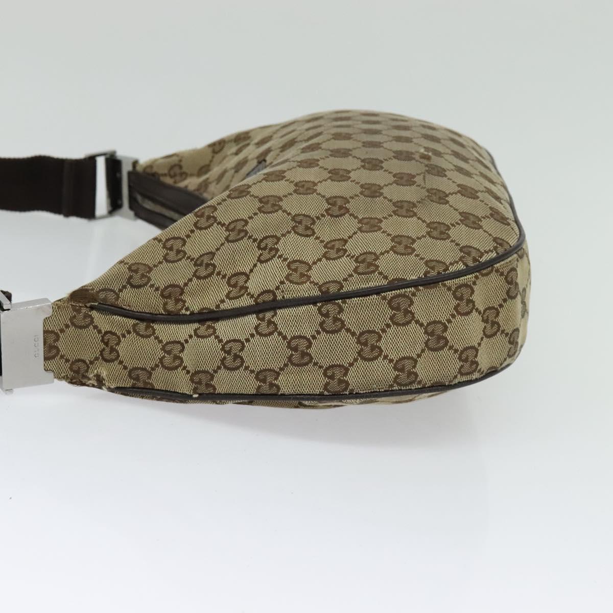 GUCCI GG Canvas Shoulder Bag Beige Silver 122790 Auth ti3091