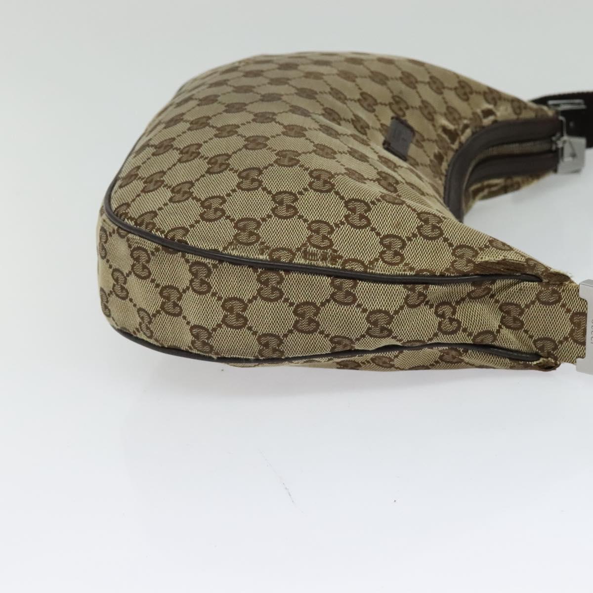 GUCCI GG Canvas Shoulder Bag Beige Silver 122790 Auth ti3091