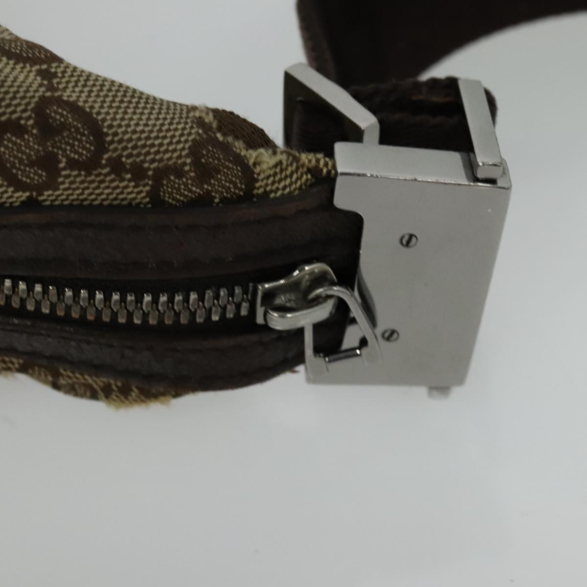 GUCCI GG Canvas Shoulder Bag Beige Silver 122790 Auth ti3091