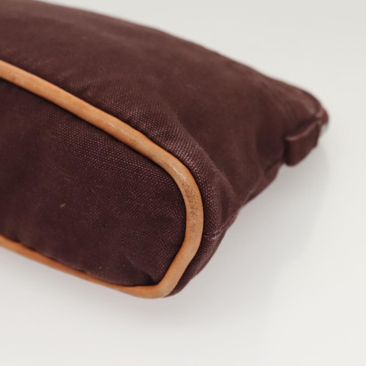 HERMES Bolide PM Pouch Canvas Brown Silver Auth ti3093