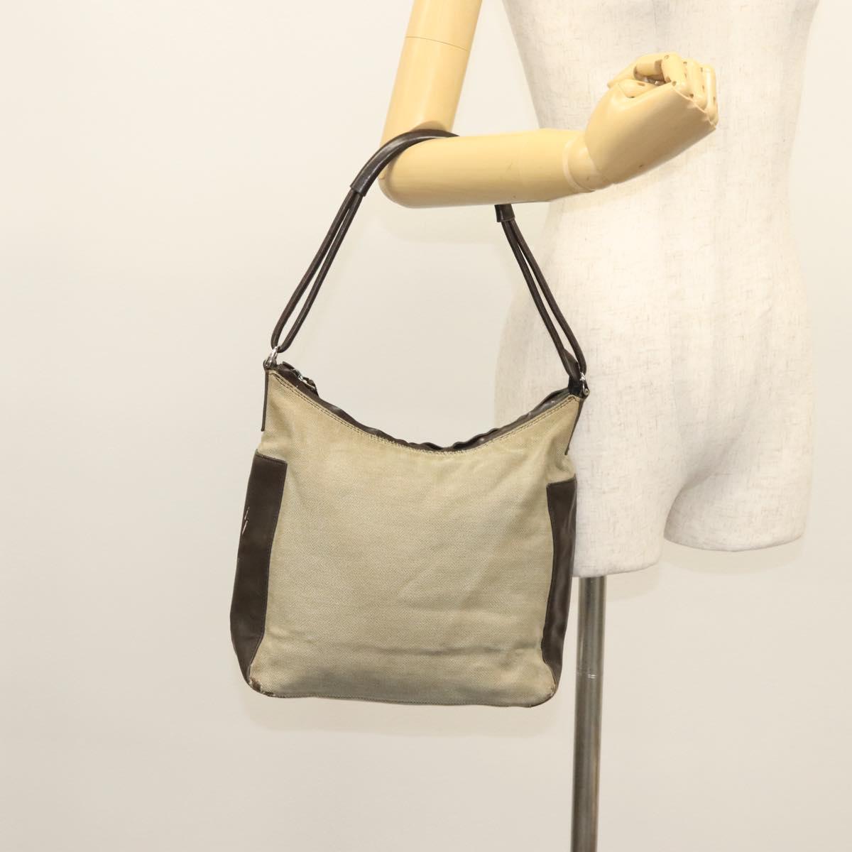 GUCCI Shoulder Bag Canvas Gray Silver 77112 Auth ti3094