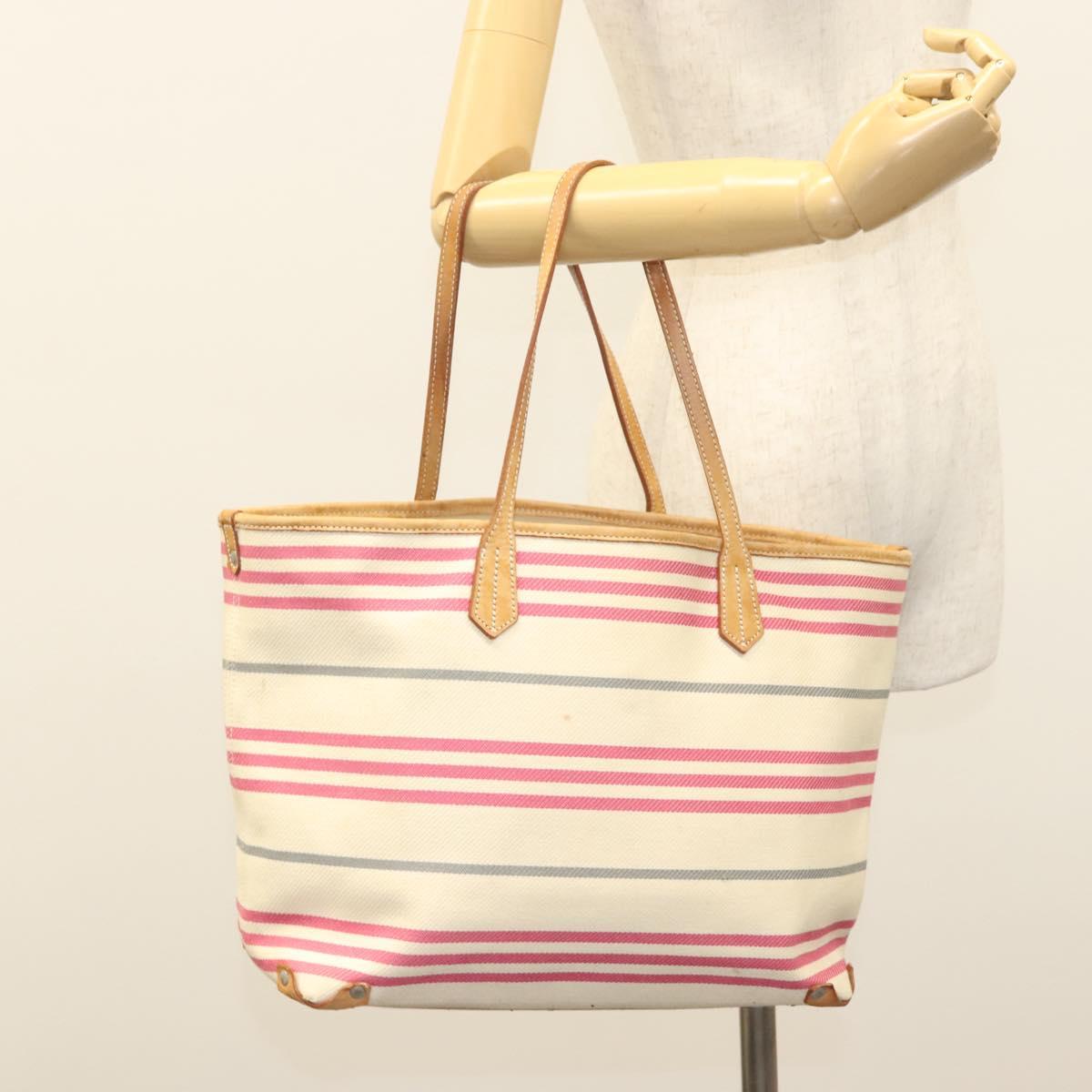 BURBERRY Blue Label Shoulder Bag Canvas White Pink Silver Auth ti3095