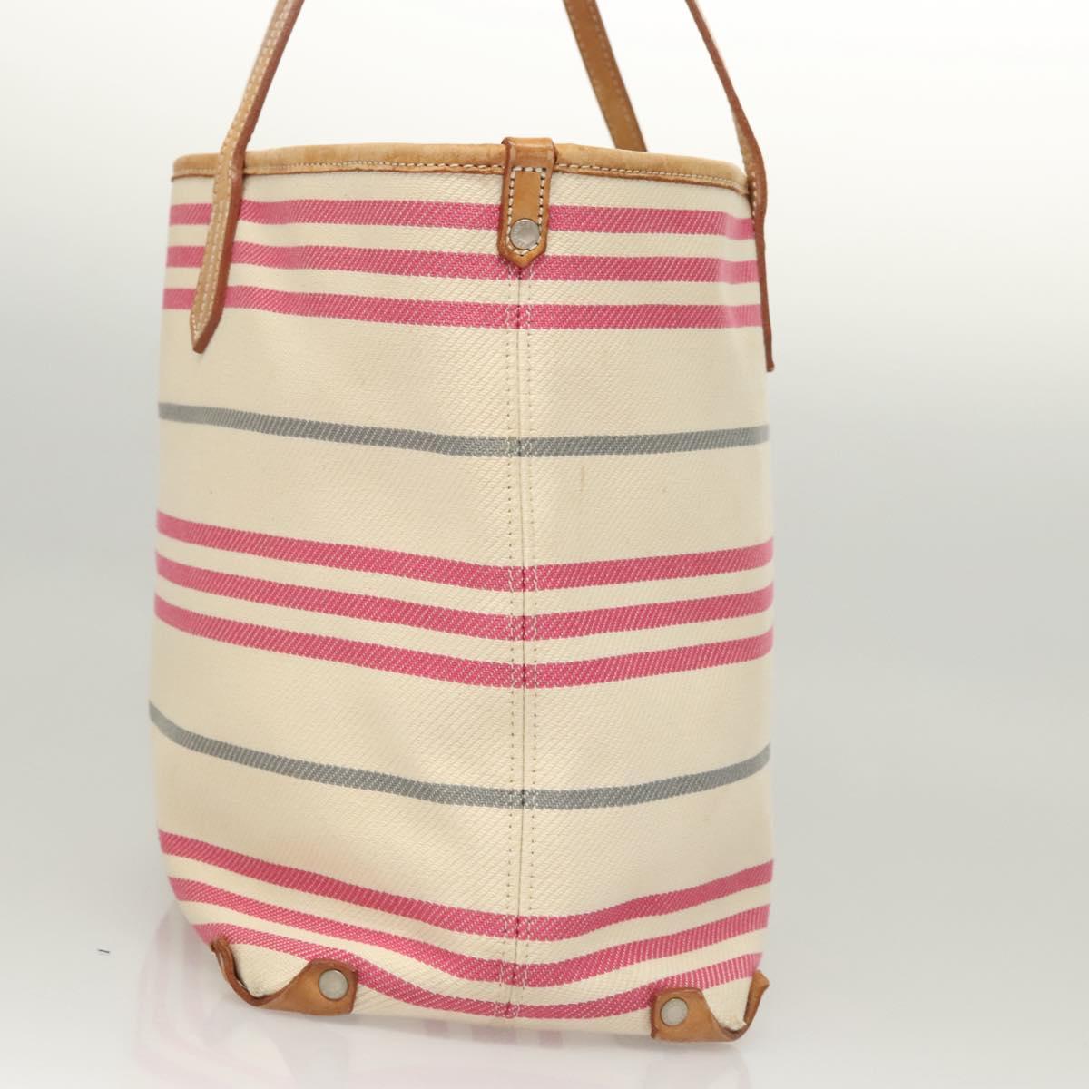 BURBERRY Blue Label Shoulder Bag Canvas White Pink Silver Auth ti3095