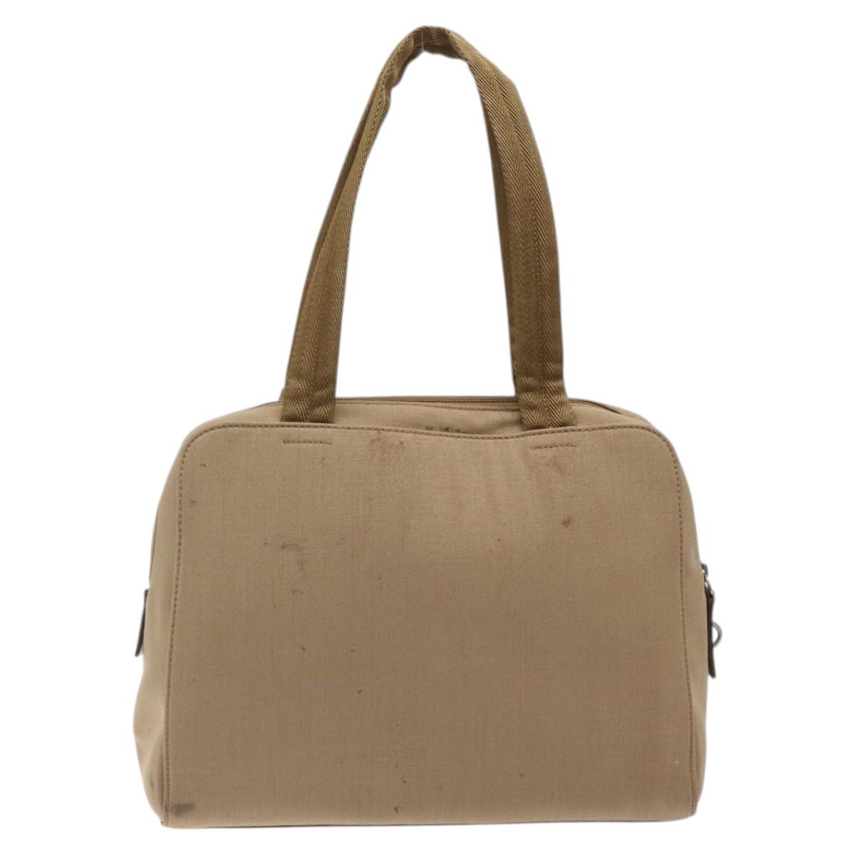 PRADA Sports Hand Bag Nylon Beige Silver Auth ti3096