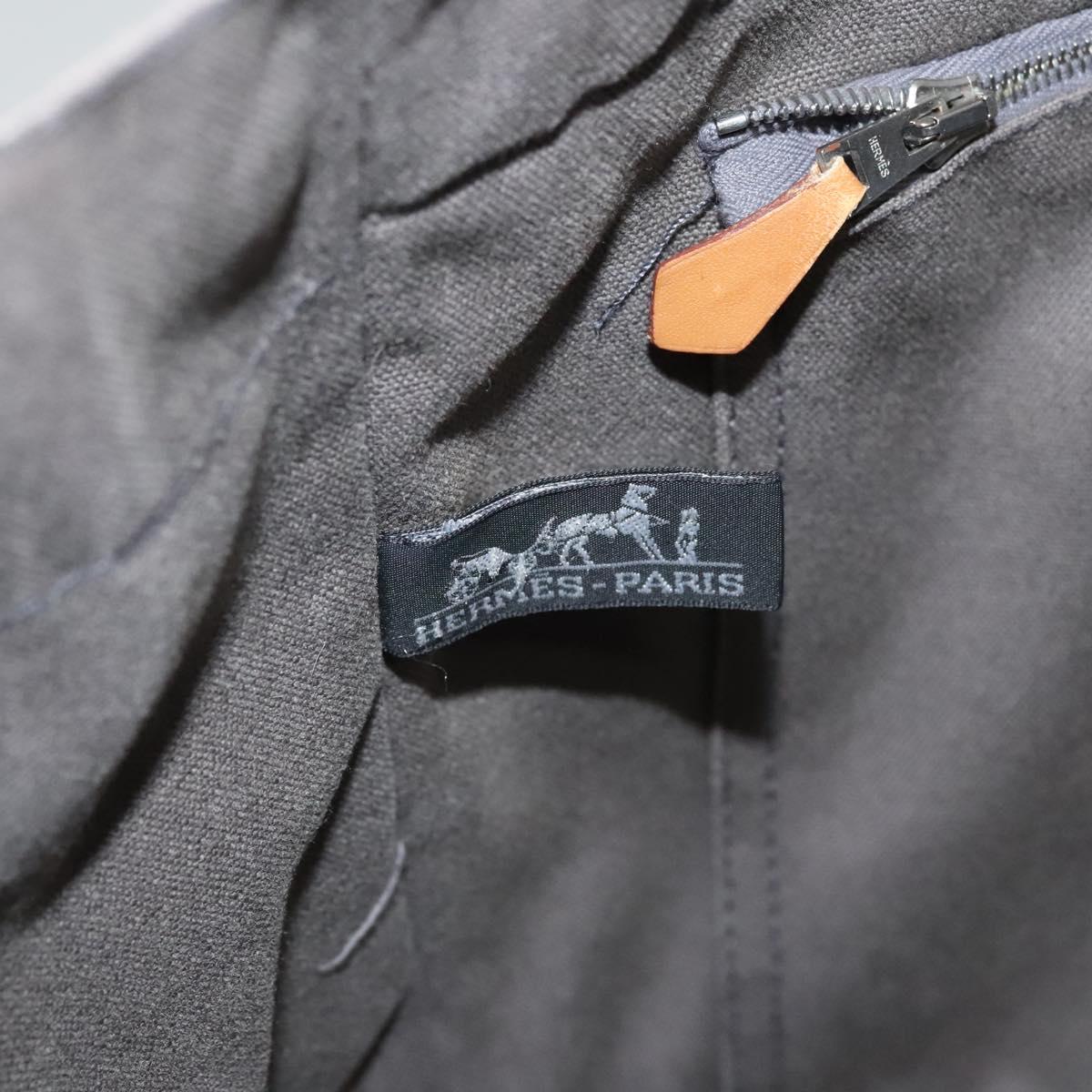 HERMES Fourre Tout MM Hand Bag Canvas Gray Silver Auth ti3097