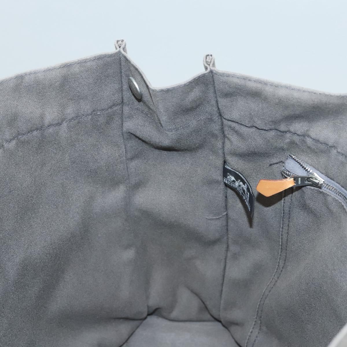 HERMES Fourre Tout MM Hand Bag Canvas Gray Silver Auth ti3097