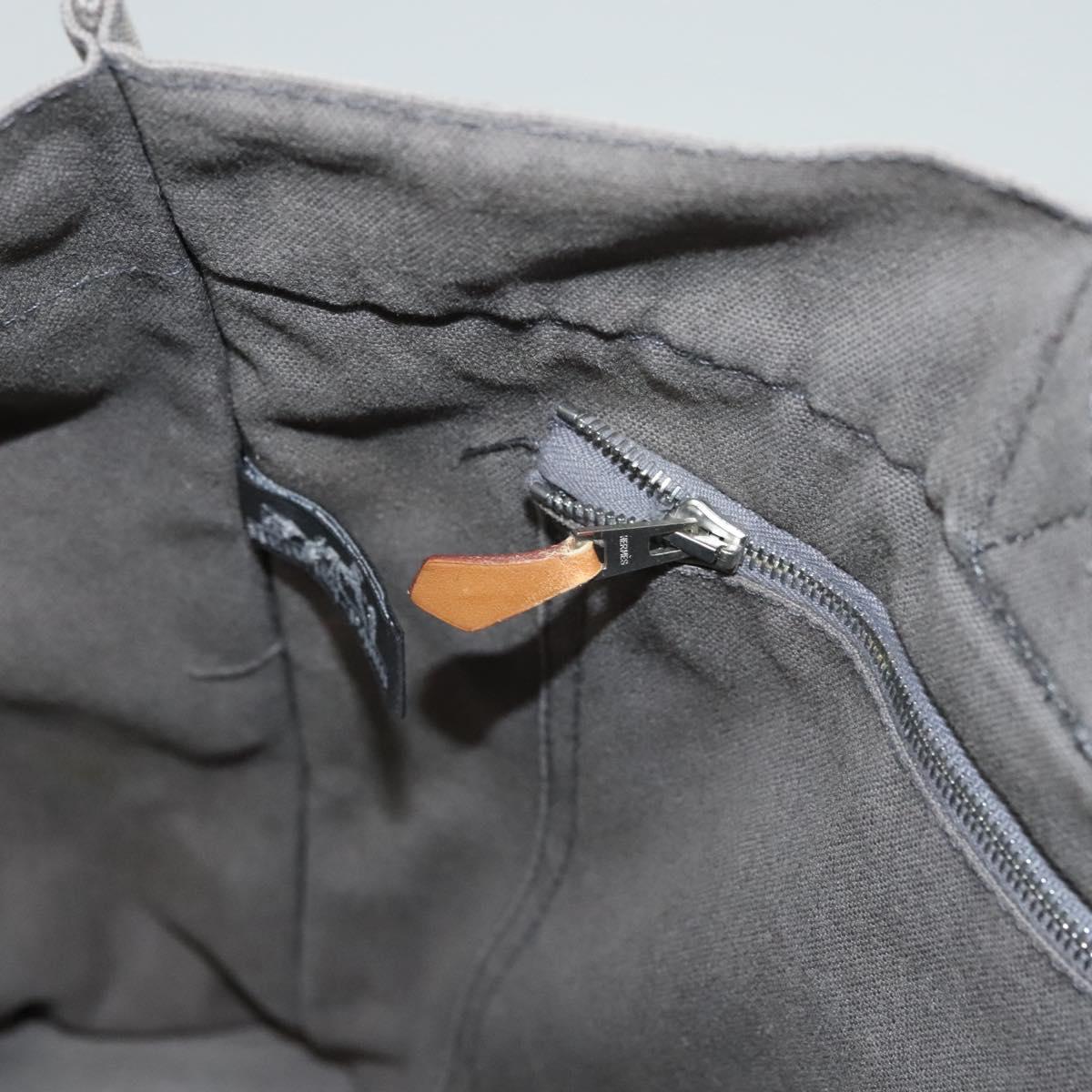 HERMES Fourre Tout MM Hand Bag Canvas Gray Silver Auth ti3097