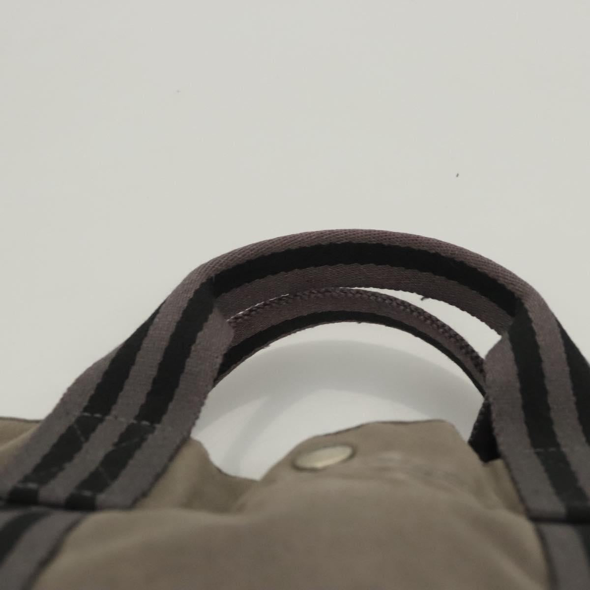 HERMES Fourre Tout MM Hand Bag Canvas Gray Silver Auth ti3097