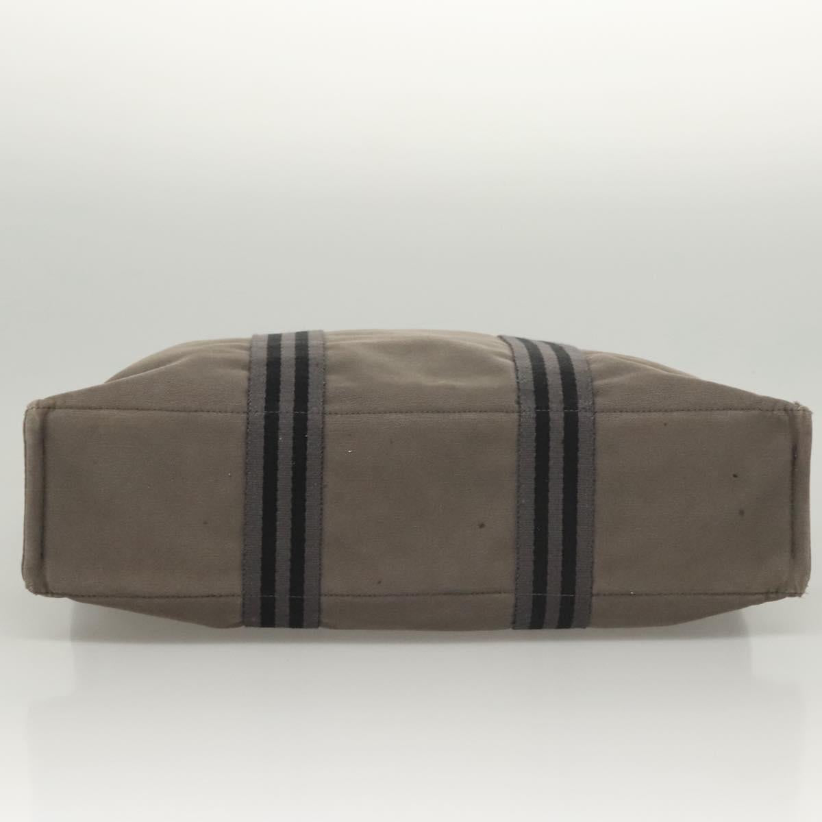 HERMES Fourre Tout MM Hand Bag Canvas Gray Silver Auth ti3097