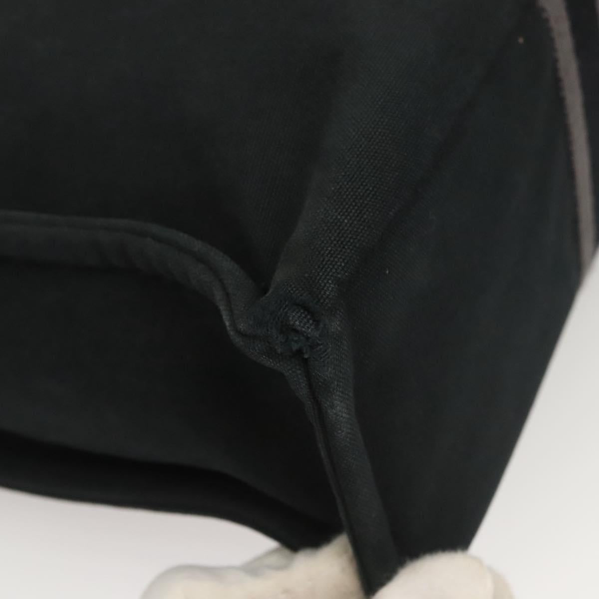 HERMES Fourre Tout MM Hand Bag Canvas Black Silver Auth ti3098