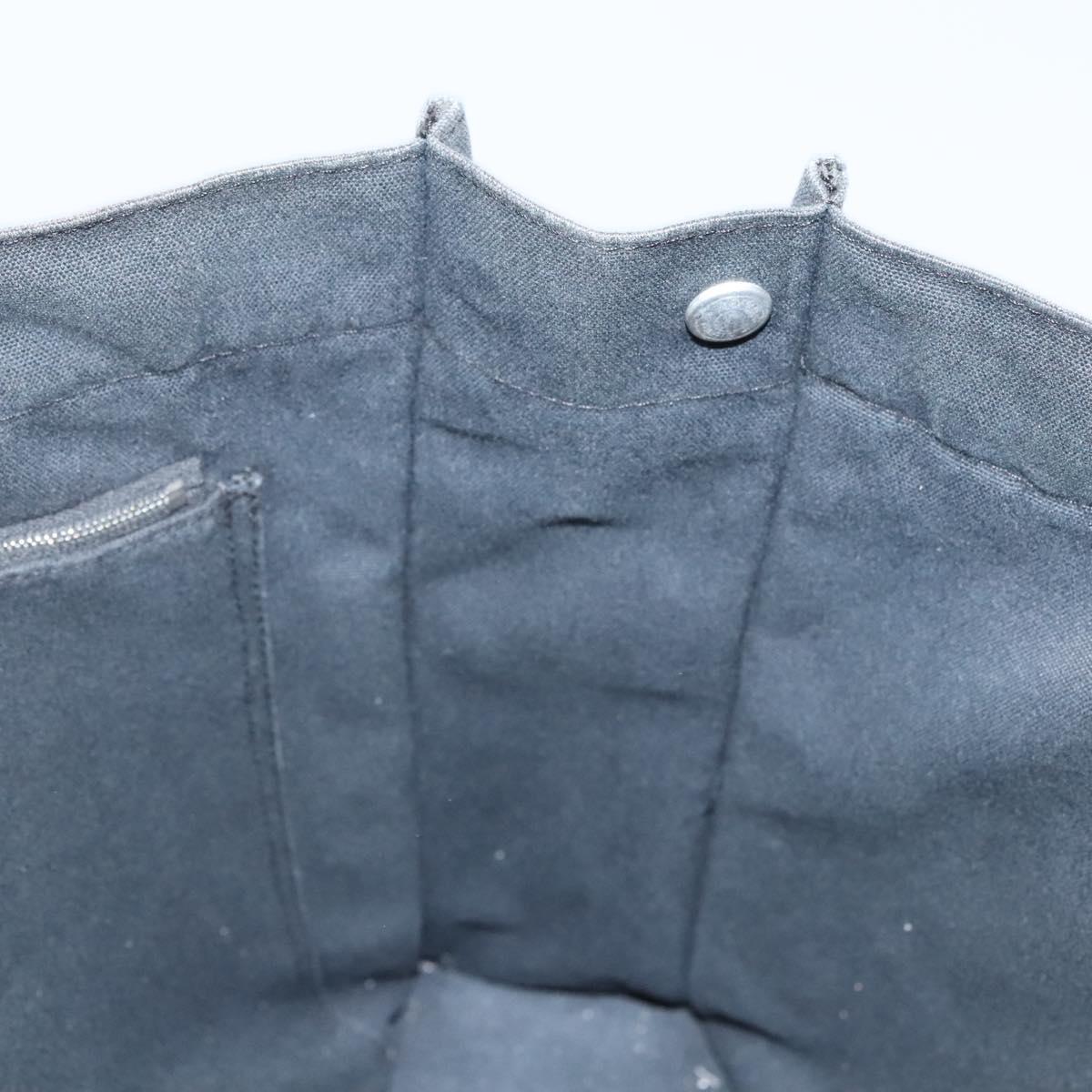 HERMES Fourre Tout MM Hand Bag Canvas Black Silver Auth ti3098