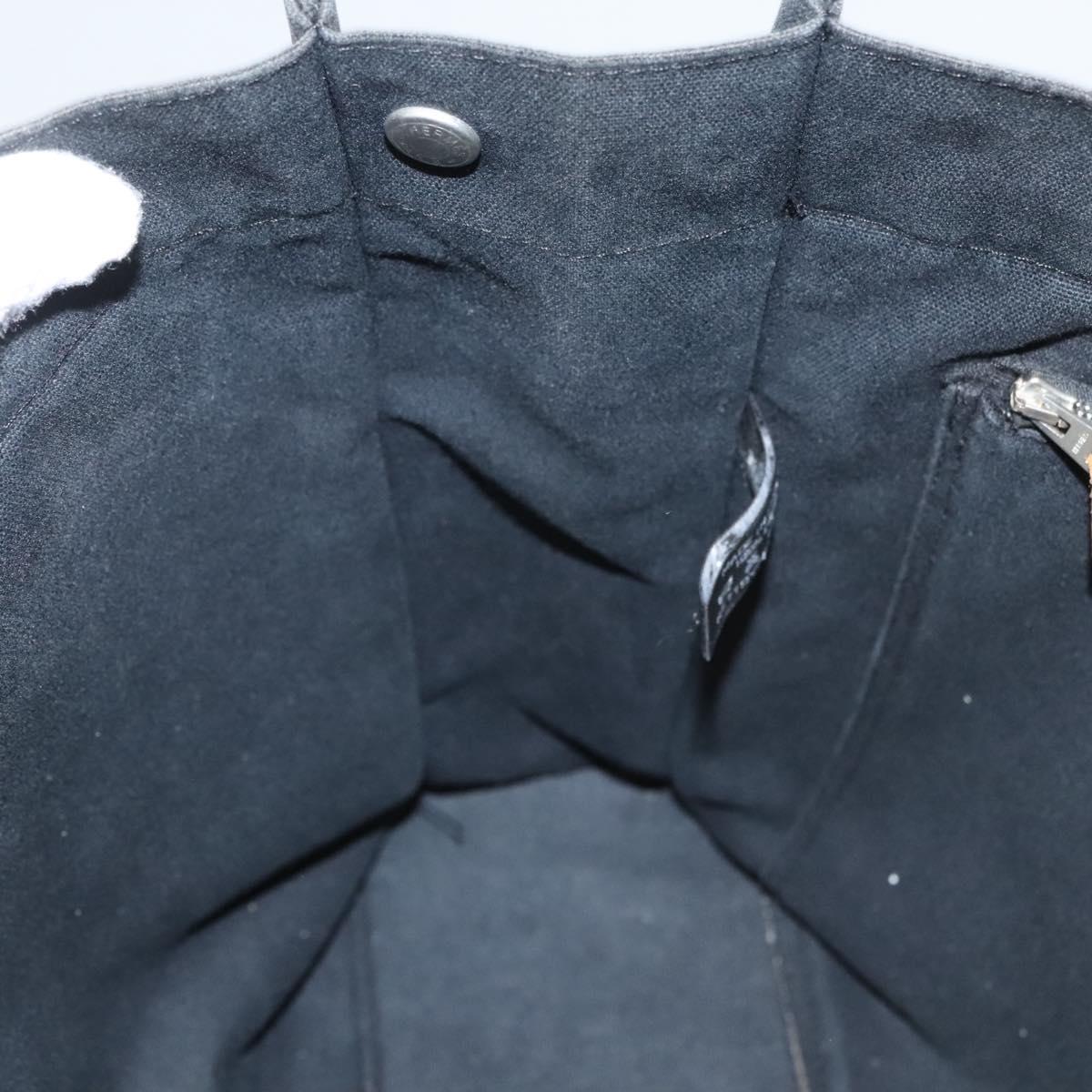 HERMES Fourre Tout MM Hand Bag Canvas Black Silver Auth ti3098