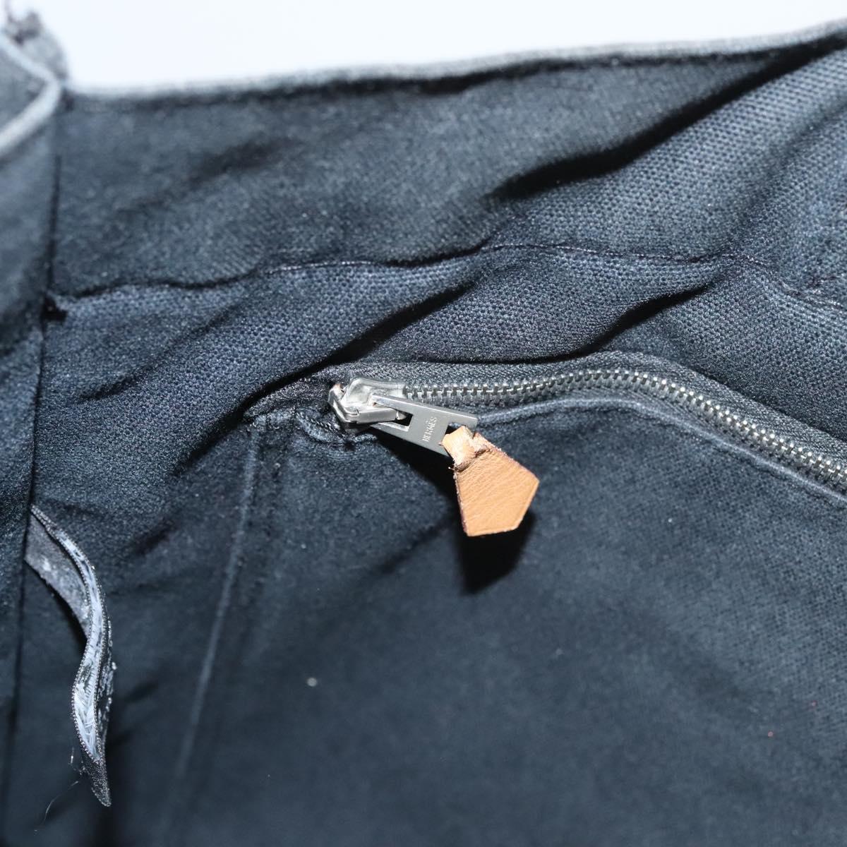 HERMES Fourre Tout MM Hand Bag Canvas Black Silver Auth ti3098