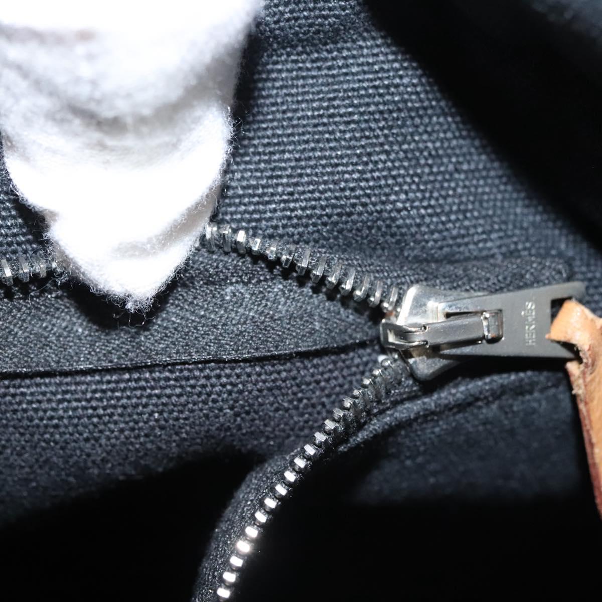 HERMES Fourre Tout MM Hand Bag Canvas Black Silver Auth ti3098