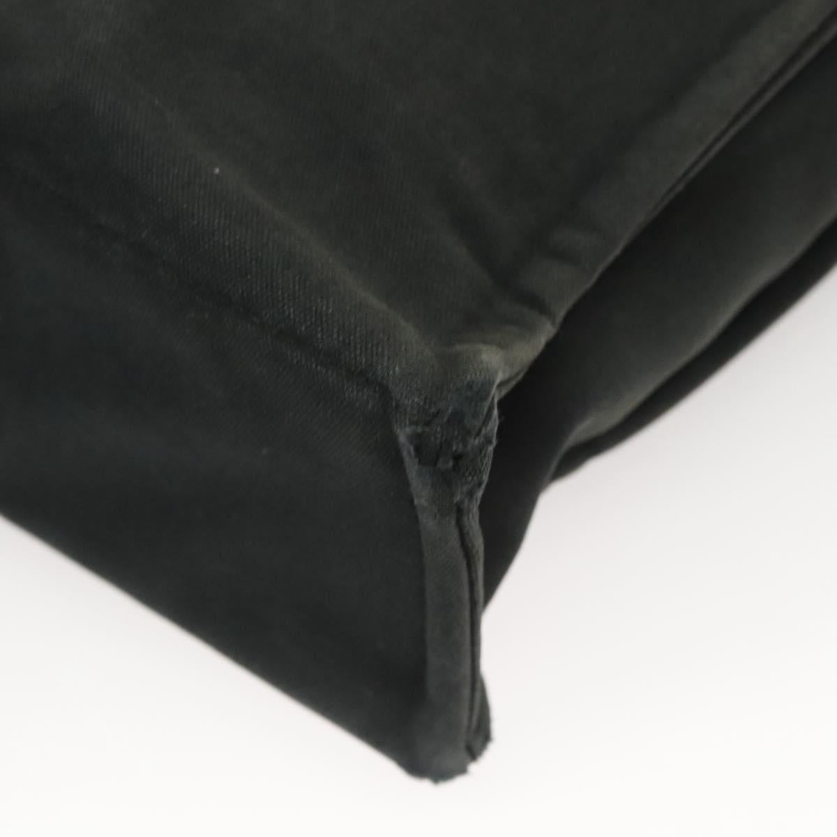 HERMES Fourre Tout MM Hand Bag Canvas Black Silver Auth ti3099