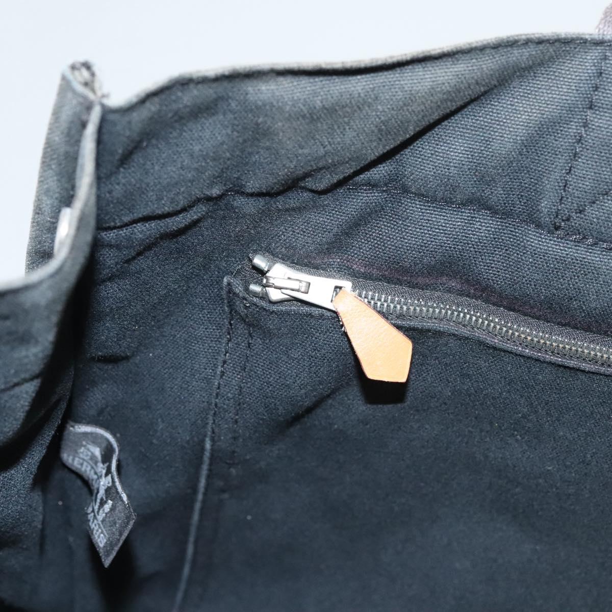 HERMES Fourre Tout MM Hand Bag Canvas Black Silver Auth ti3099