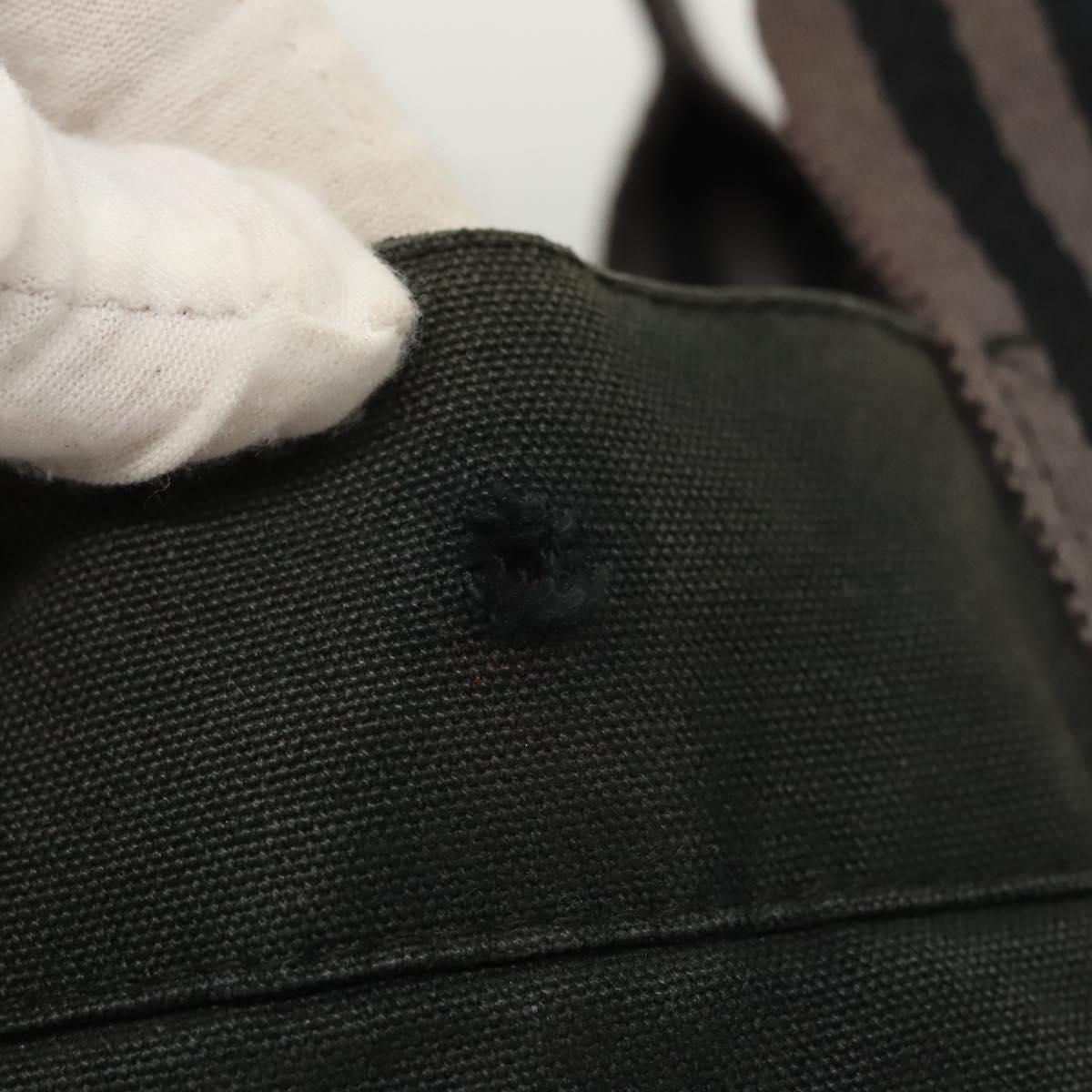 HERMES Fourre Tout MM Hand Bag Canvas Black Silver Auth ti3099