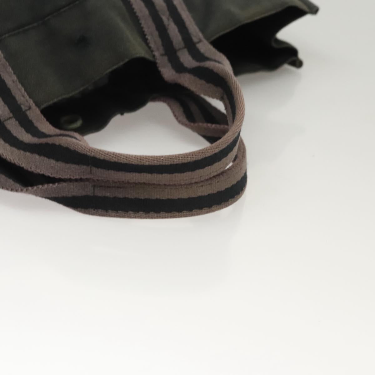 HERMES Fourre Tout MM Hand Bag Canvas Black Silver Auth ti3099