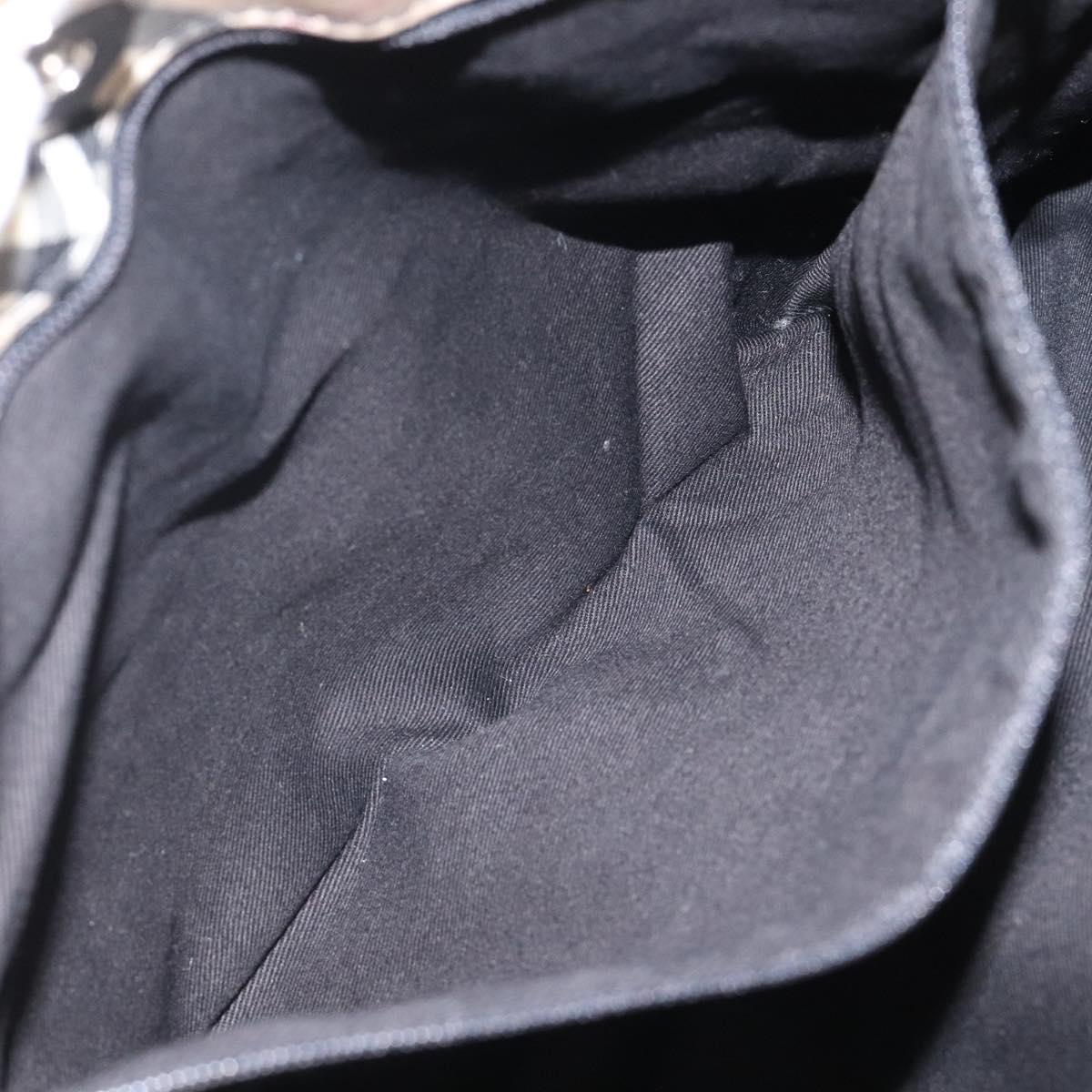 BURBERRY Nova Check Blue Label Tote Bag Canvas Nylon Black Silver Auth ti3101