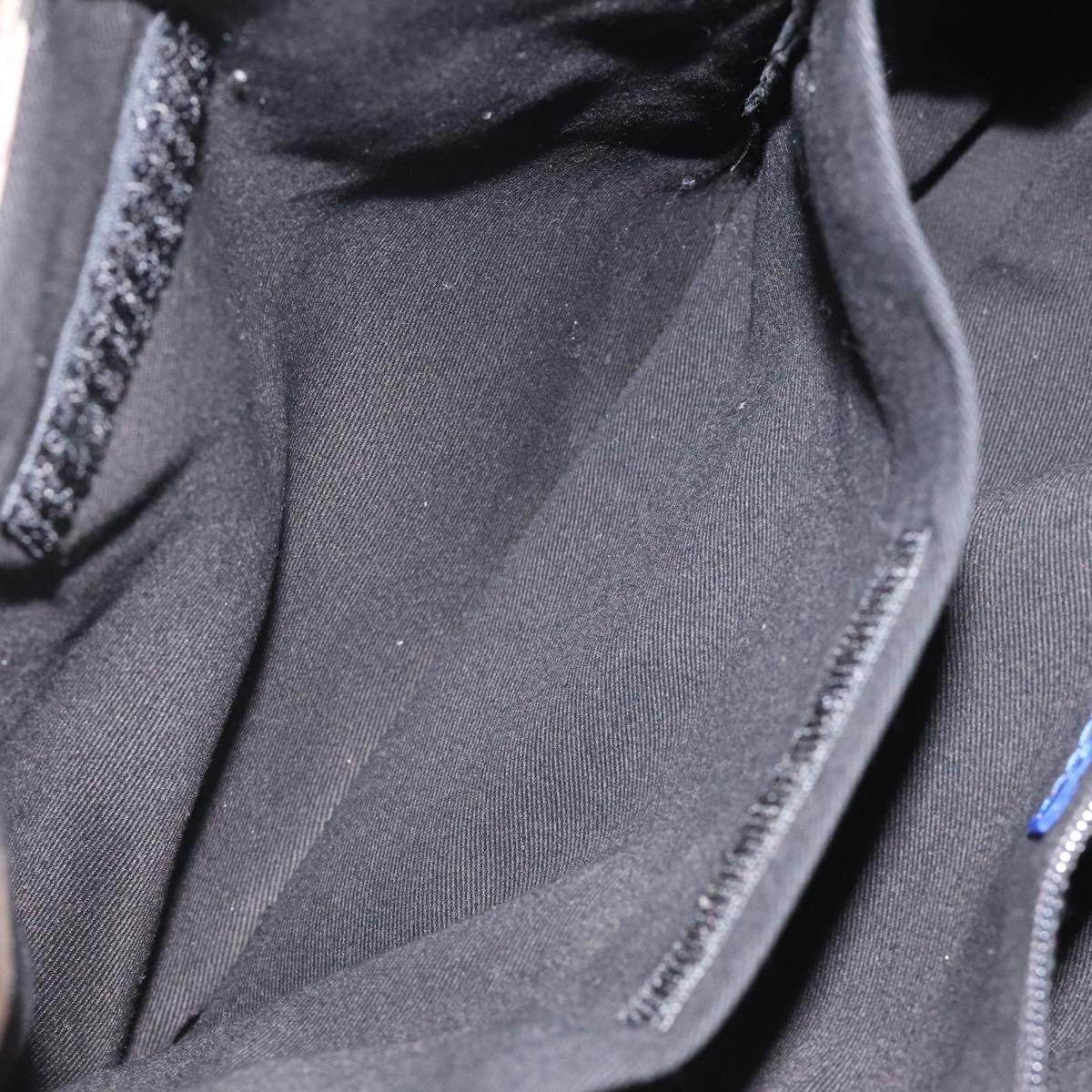 BURBERRY Nova Check Blue Label Tote Bag Canvas Nylon Black Silver Auth ti3101