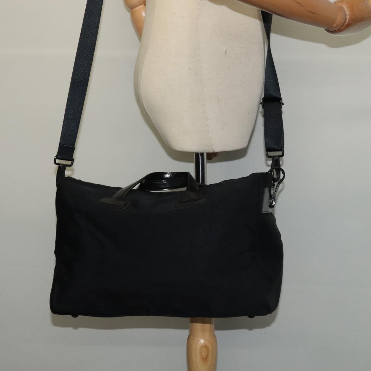 Burberrys Black label Hand Bag Canvas 2way Black Auth ti3104