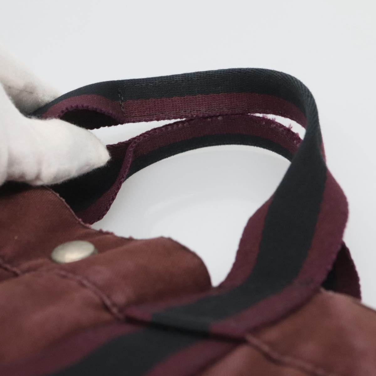 HERMES Fourre Tout MM Hand Bag Canvas Wine Red Auth ti3105