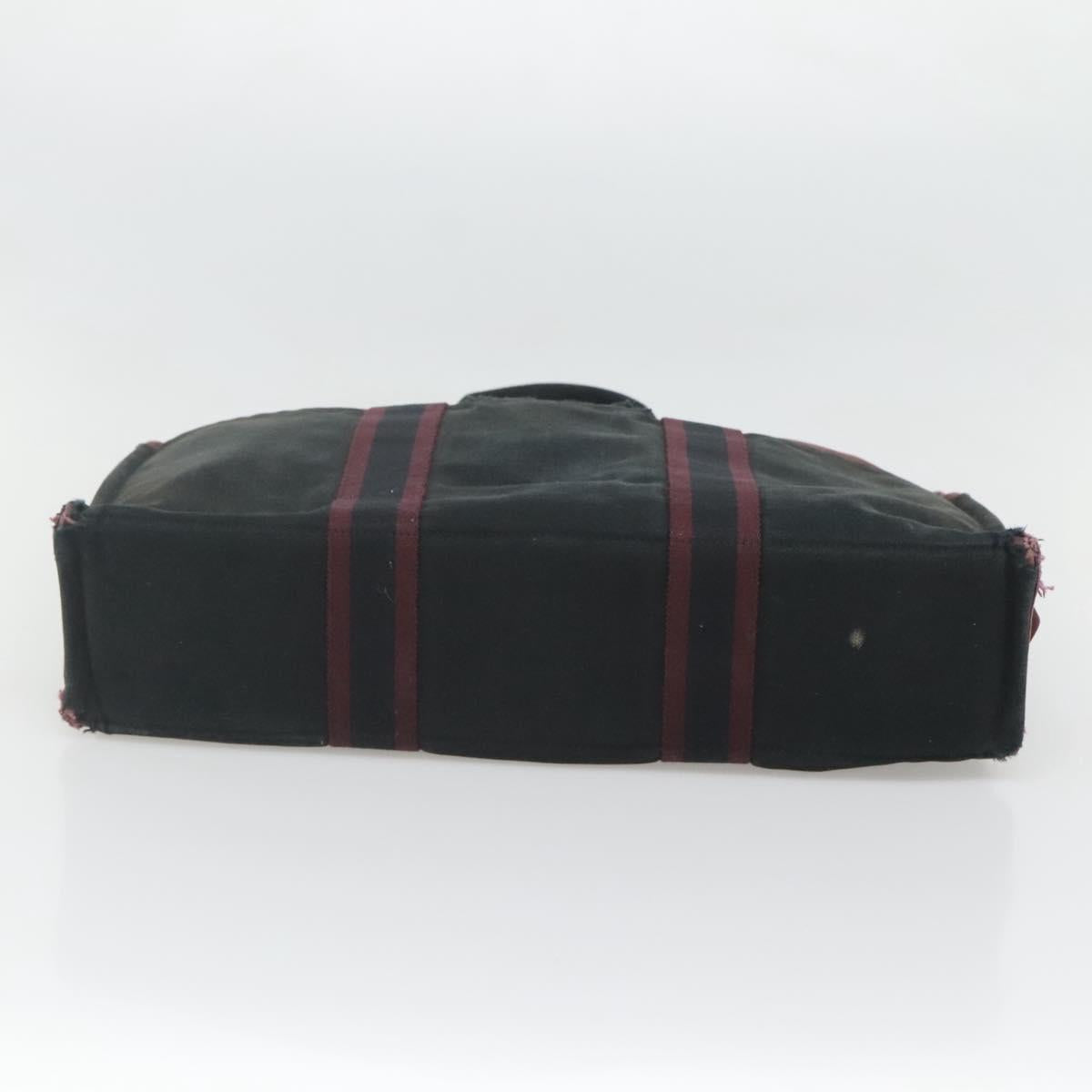 HERMES Fourre Tout MM Hand Bag Canvas Wine Red Auth ti3105