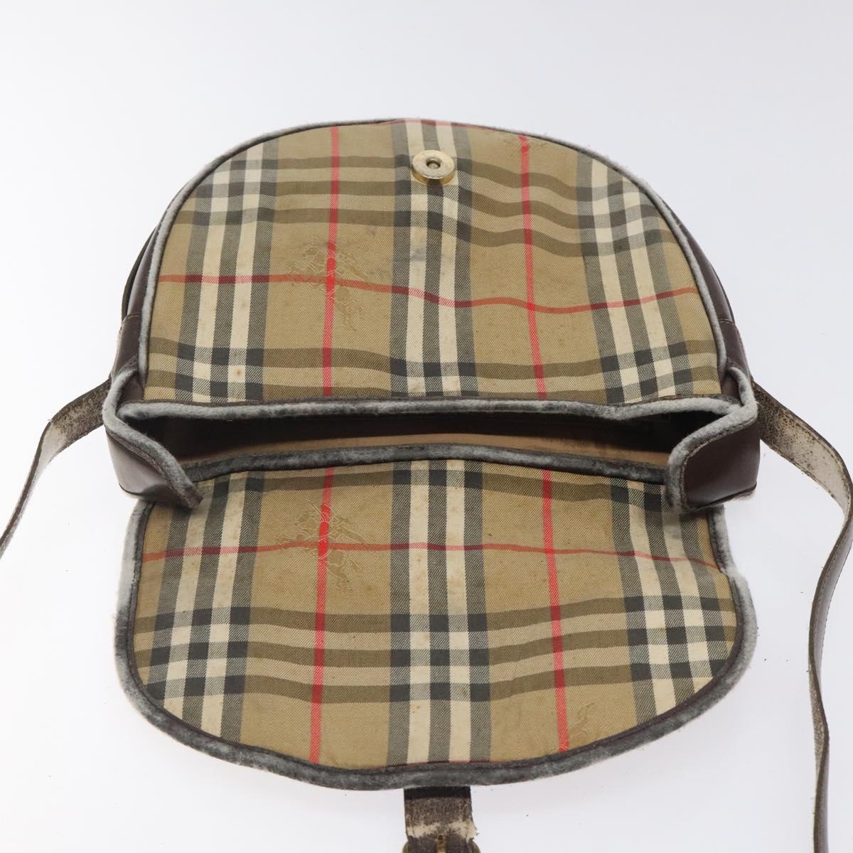 Burberrys Nova Check Shoulder Bag Canvas Beige Auth ti3106