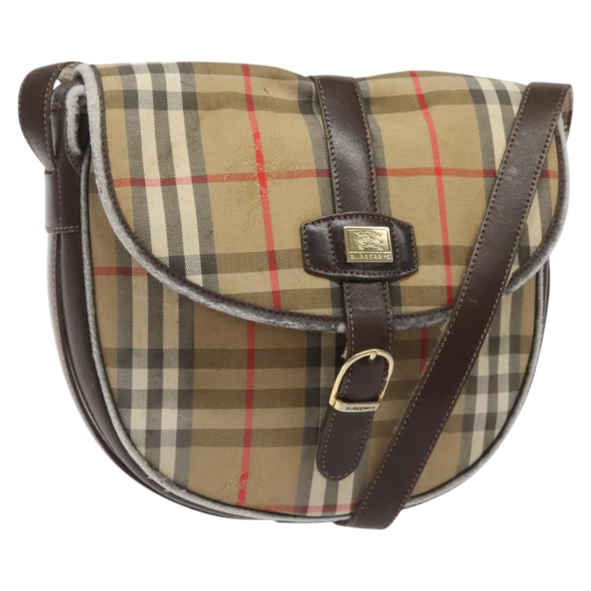 Burberrys Nova Check Shoulder Bag Canvas Beige Auth ti3106