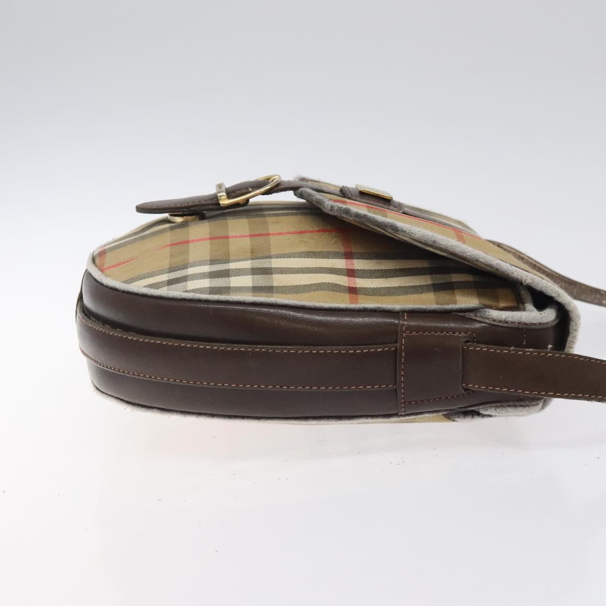 Burberrys Nova Check Shoulder Bag Canvas Beige Auth ti3106