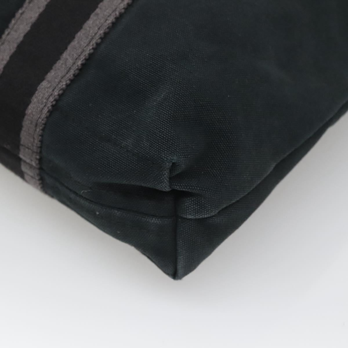 HERMES Fourre Tout Cabas Tote Bag Canvas Black Auth ti3108