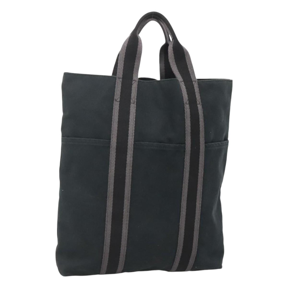 HERMES Fourre Tout Cabas Tote Bag Canvas Black Auth ti3108
