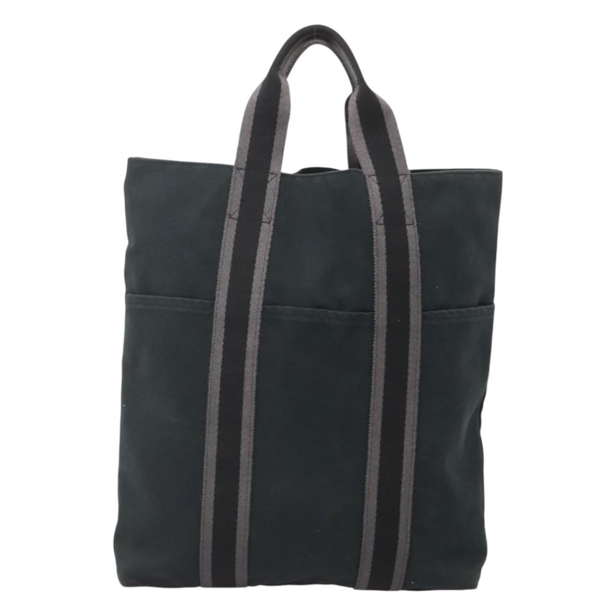 HERMES Fourre Tout Cabas Tote Bag Canvas Black Auth ti3108