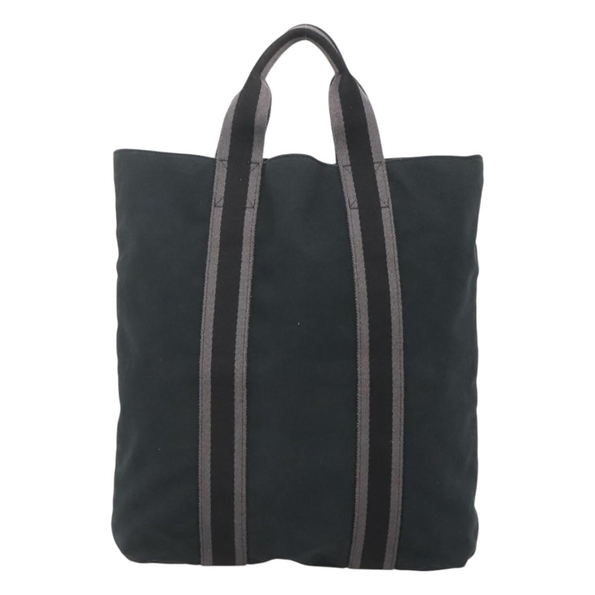 HERMES Fourre Tout Cabas Tote Bag Canvas Black Auth ti3108