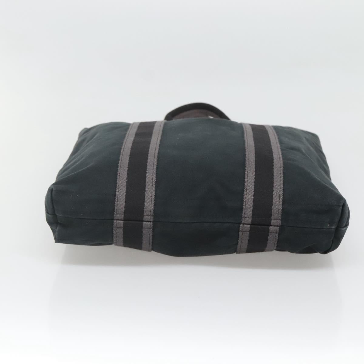 HERMES Fourre Tout Cabas Tote Bag Canvas Black Auth ti3108