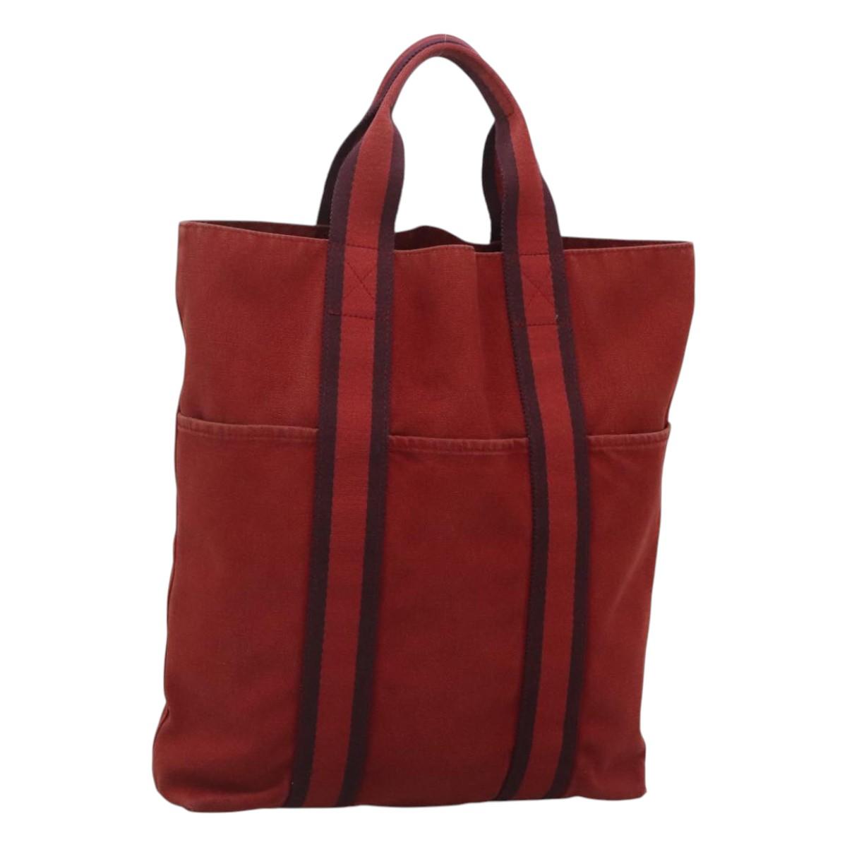 HERMES Fourre Tout Cabas Tote Bag Canvas Red Auth ti3109