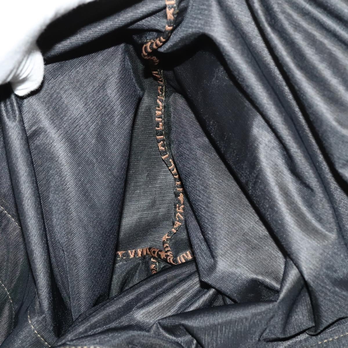 FENDI Boston Bag Nylon Brown Gold Auth ti3112