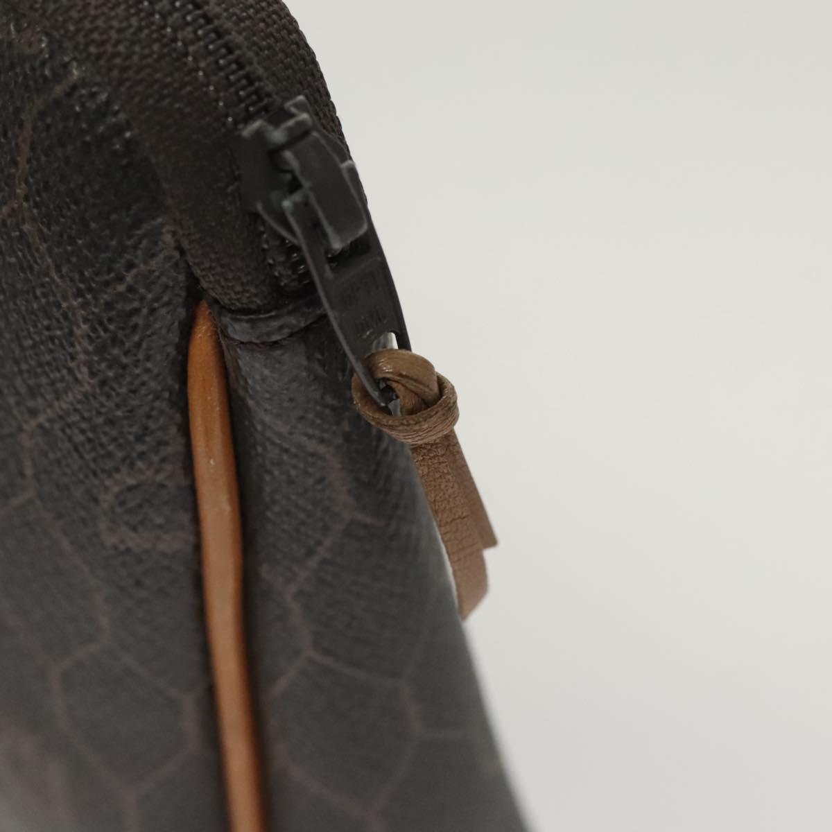 Christian Dior Honeycomb Canvas Clutch Bag PVC Black Auth ti3115