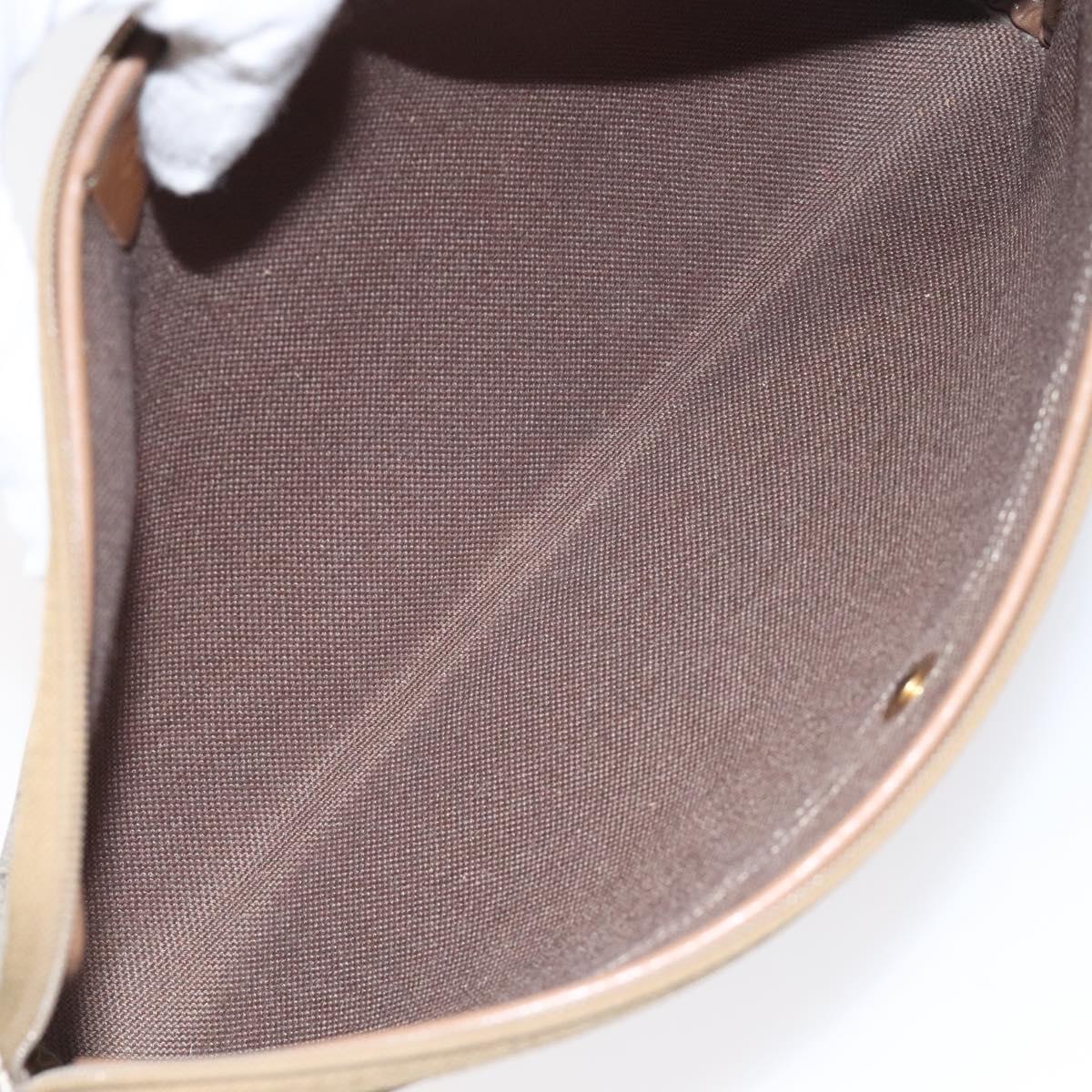 Christian Dior Honeycomb Canvas Clutch Bag PVC Beige Gold Auth ti3116