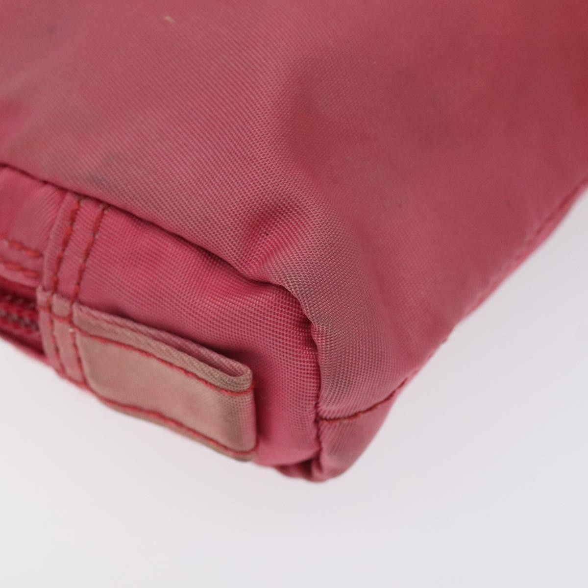 PRADA Pouch Nylon Pink Silver Auth ti3129