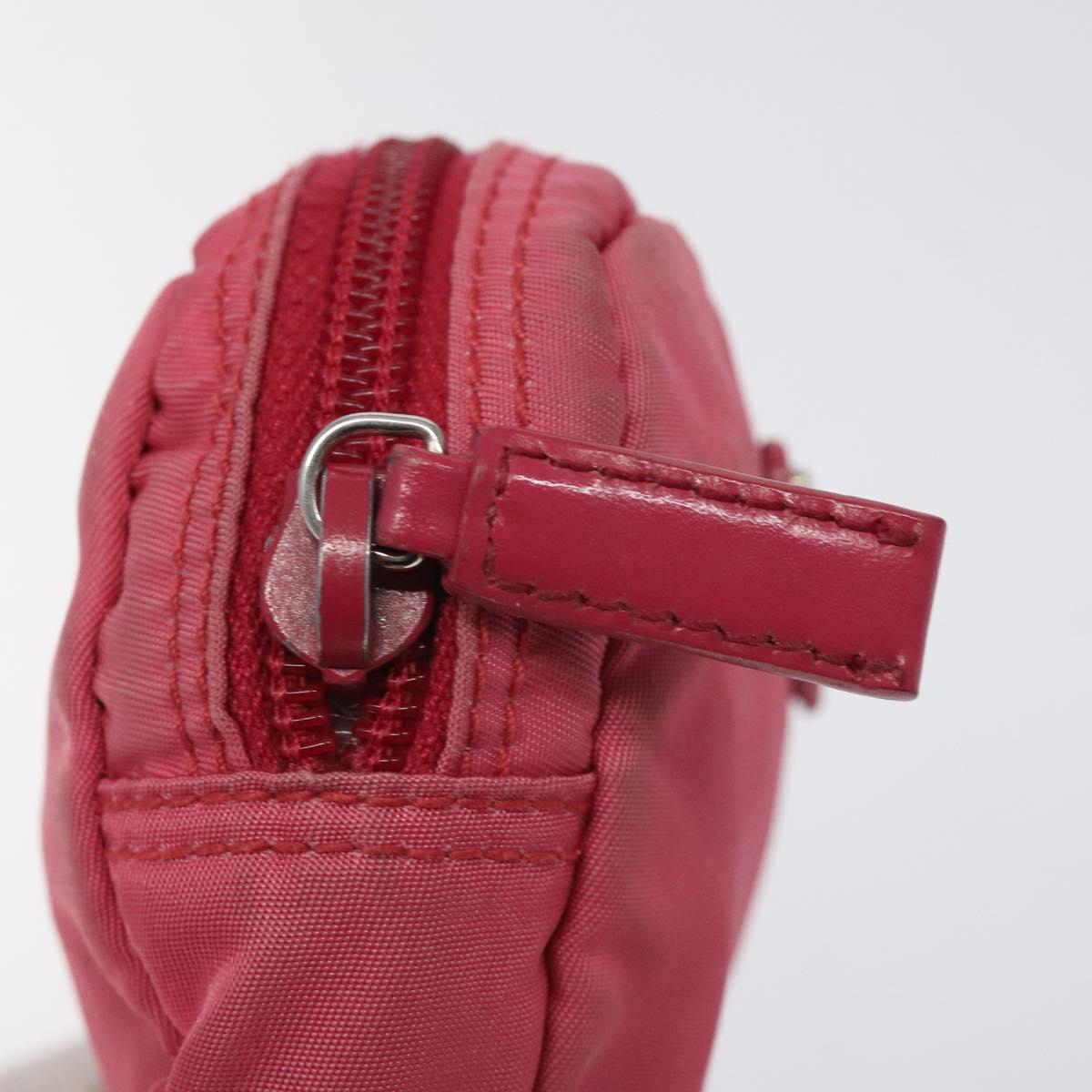 PRADA Pouch Nylon Pink Silver Auth ti3129
