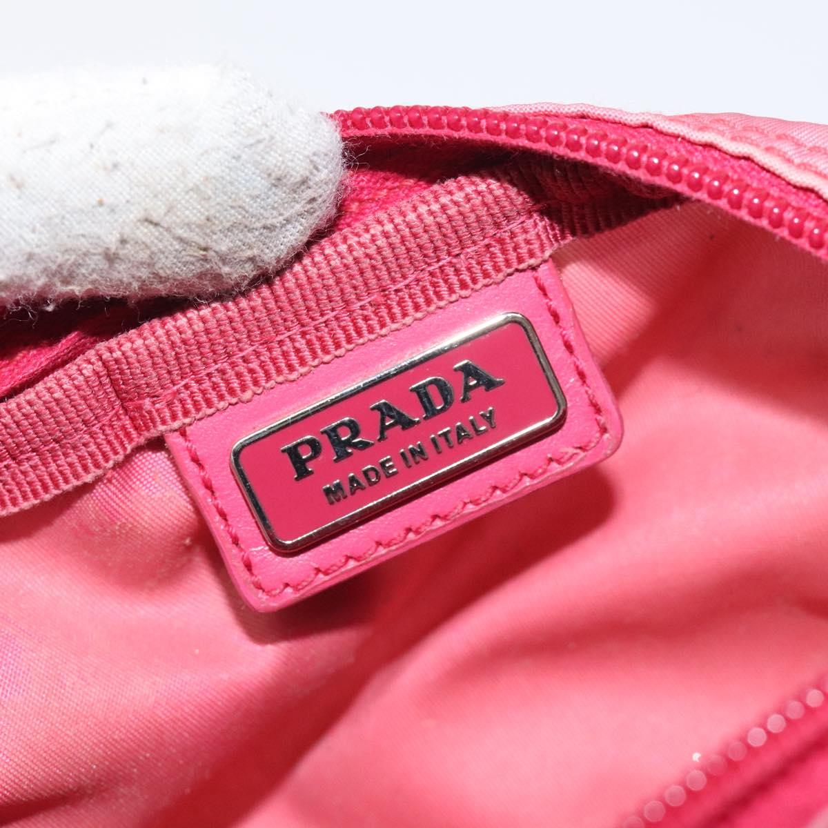 PRADA Pouch Nylon Pink Silver Auth ti3129