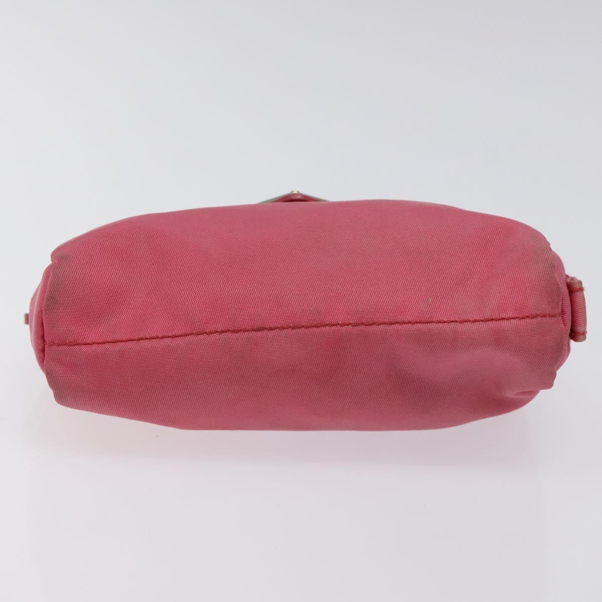 PRADA Pouch Nylon Pink Silver Auth ti3129