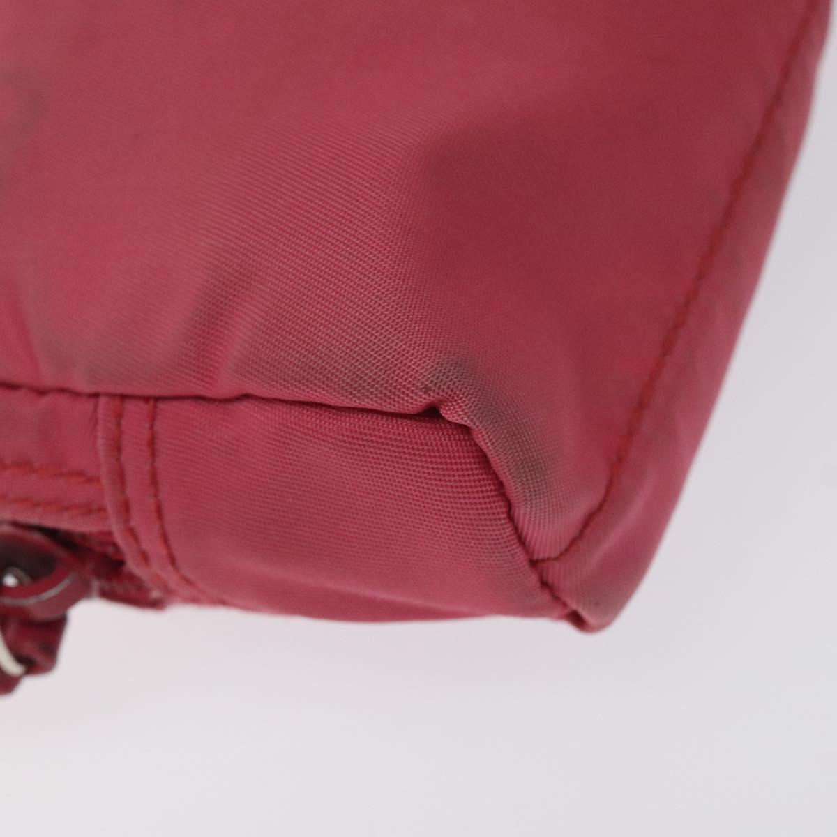 PRADA Pouch Nylon Pink Silver Auth ti3129