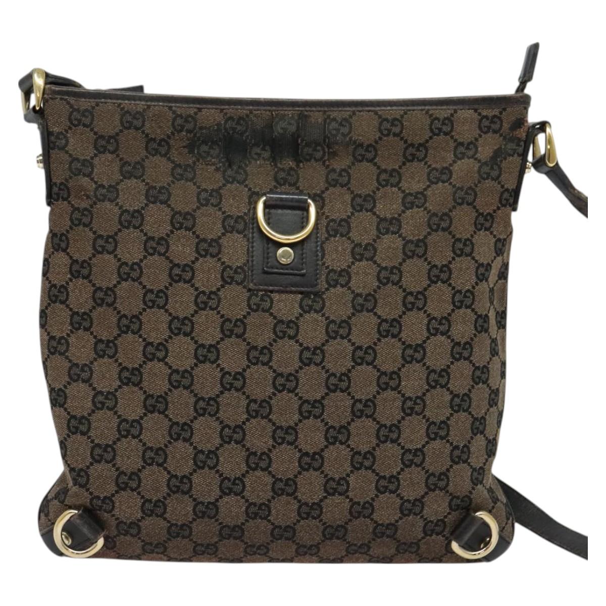 GUCCI GG Canvas Abbey Shoulder Bag Outlet Brown Gold 272400 Auth ti3133