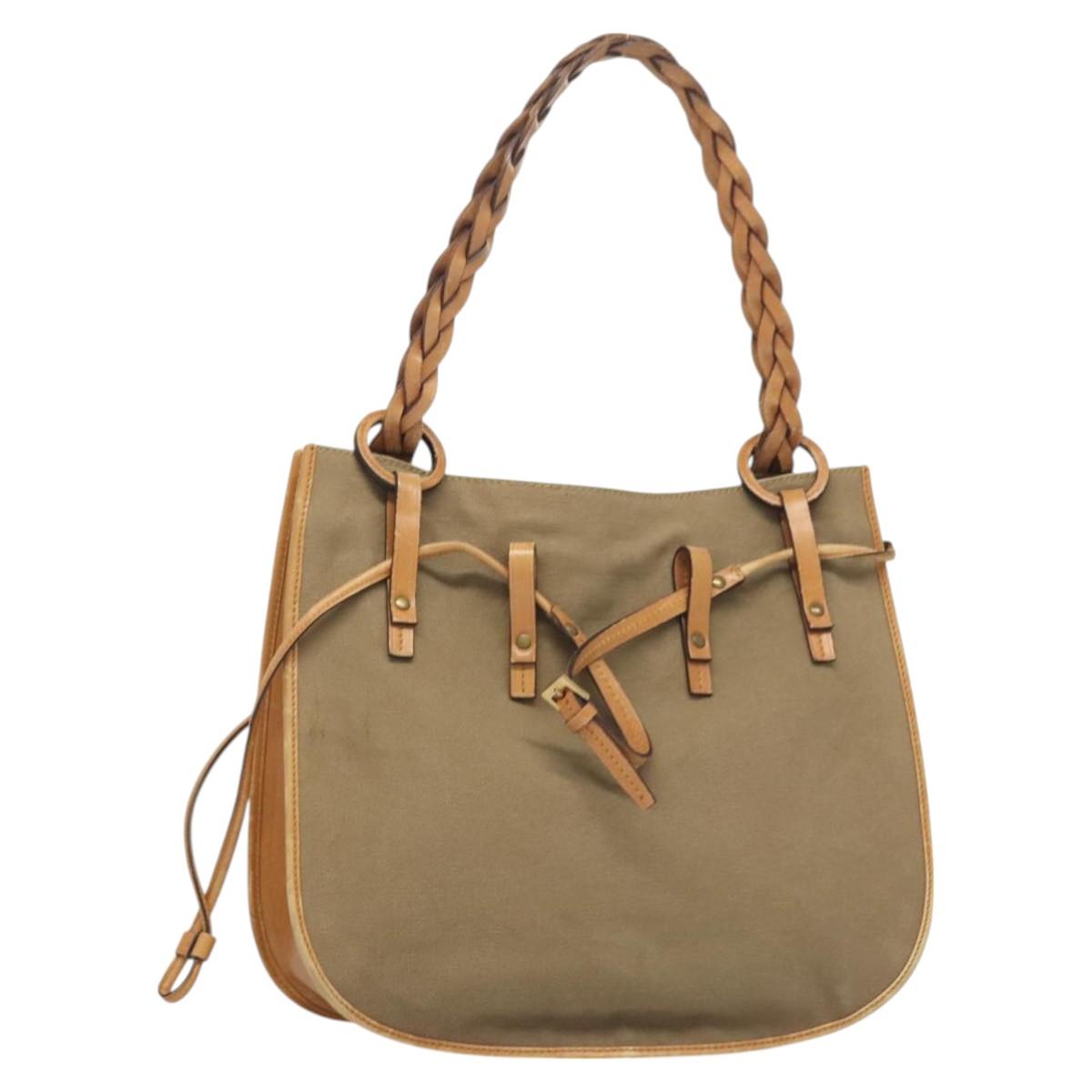 GUCCI Shoulder Bag Canvas Leather Beige Brown 110295 Auth ti3134